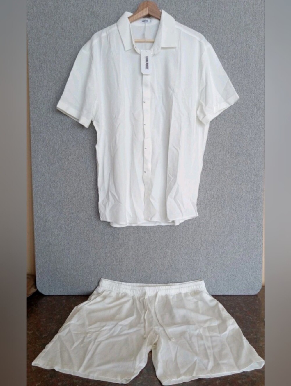 Men's White Shirt Short Set by Coofandy NWT
